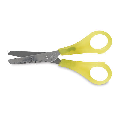 Snippy Scissors - Single Yellow Blunt Tip scissors shown horizontally and partially open
