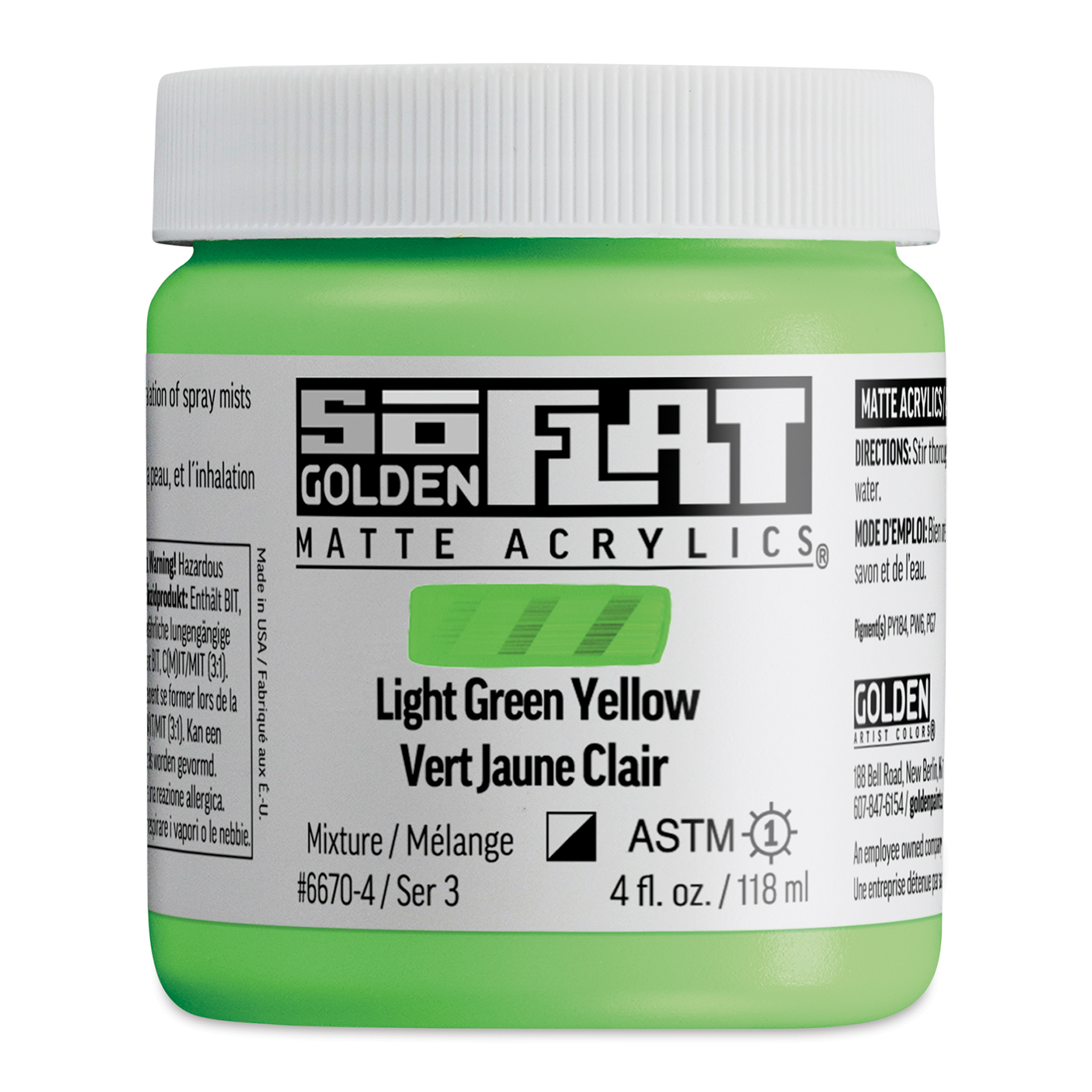 Golden SoFlat Matte Acrylic Paint - Light Green Yellow, 59 ml, Jar