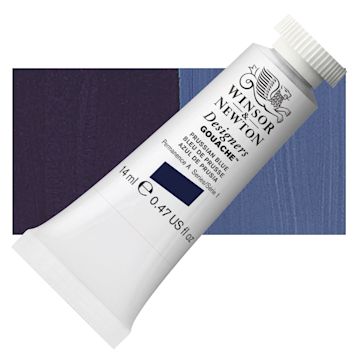 Open in modal - Winsor & Newton Designers Gouache - Prussian Blue, 14 ml tube and swatch