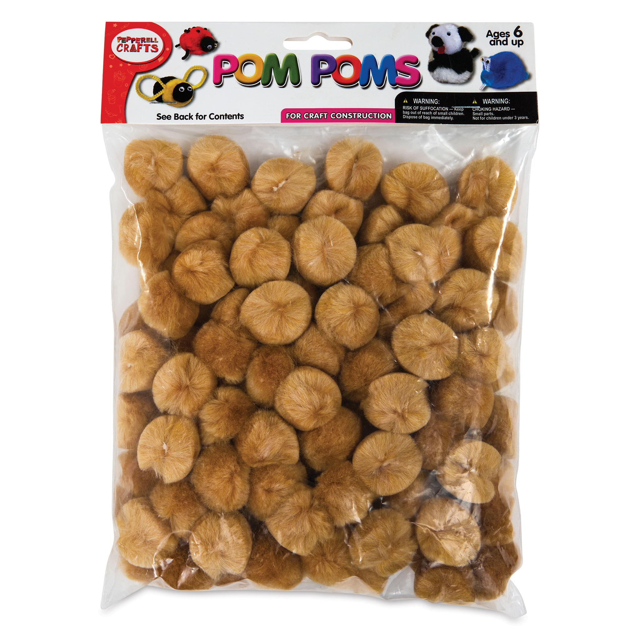 Pepperell Craft Pom Poms - Pkg of 100, 1/2, White