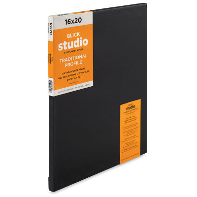 Blick Studio Black Cotton Canvas - 16" x 20", Traditional Profile (Front of canvas, Angled view)