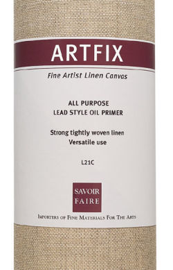 Artfix Oil Primed Linen Canvas Rolls - Closeup of label on roll