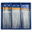 Royal Langnickel Clear Choice Brush Set - Golden Taklon, Round, Set of 60, Long Handle