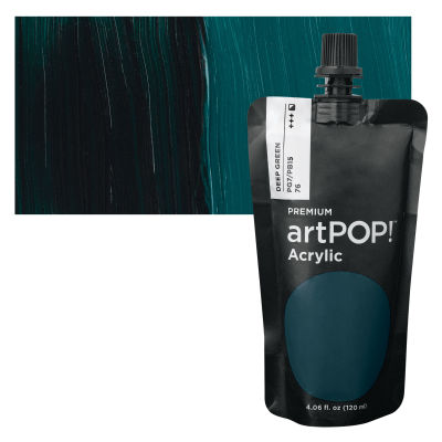 artPOP! Heavy Body Acrylic Paint - Deep Green, 120 ml Pouch with swatch
