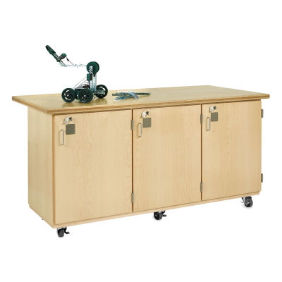 Diversified Spaces Robotic Storage Workbench - left angle view with three locking compartments shown