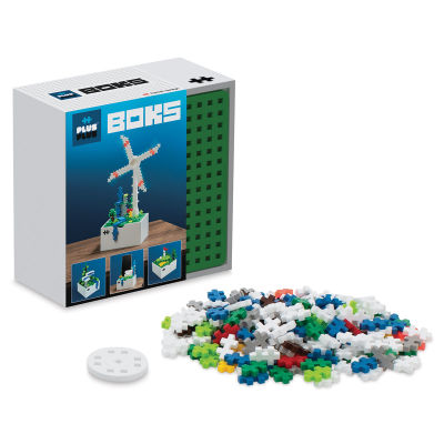 Plus-Plus BOKS Windmill Kit (packaging with pieces)