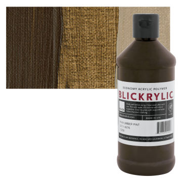 Blickrylic Student Acrylics - Raw Umber, Pint bottle and swatch