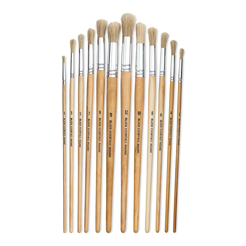 Blick Essentials Value Brush Set - Round Brushes, Bristle, Set of 12 ...