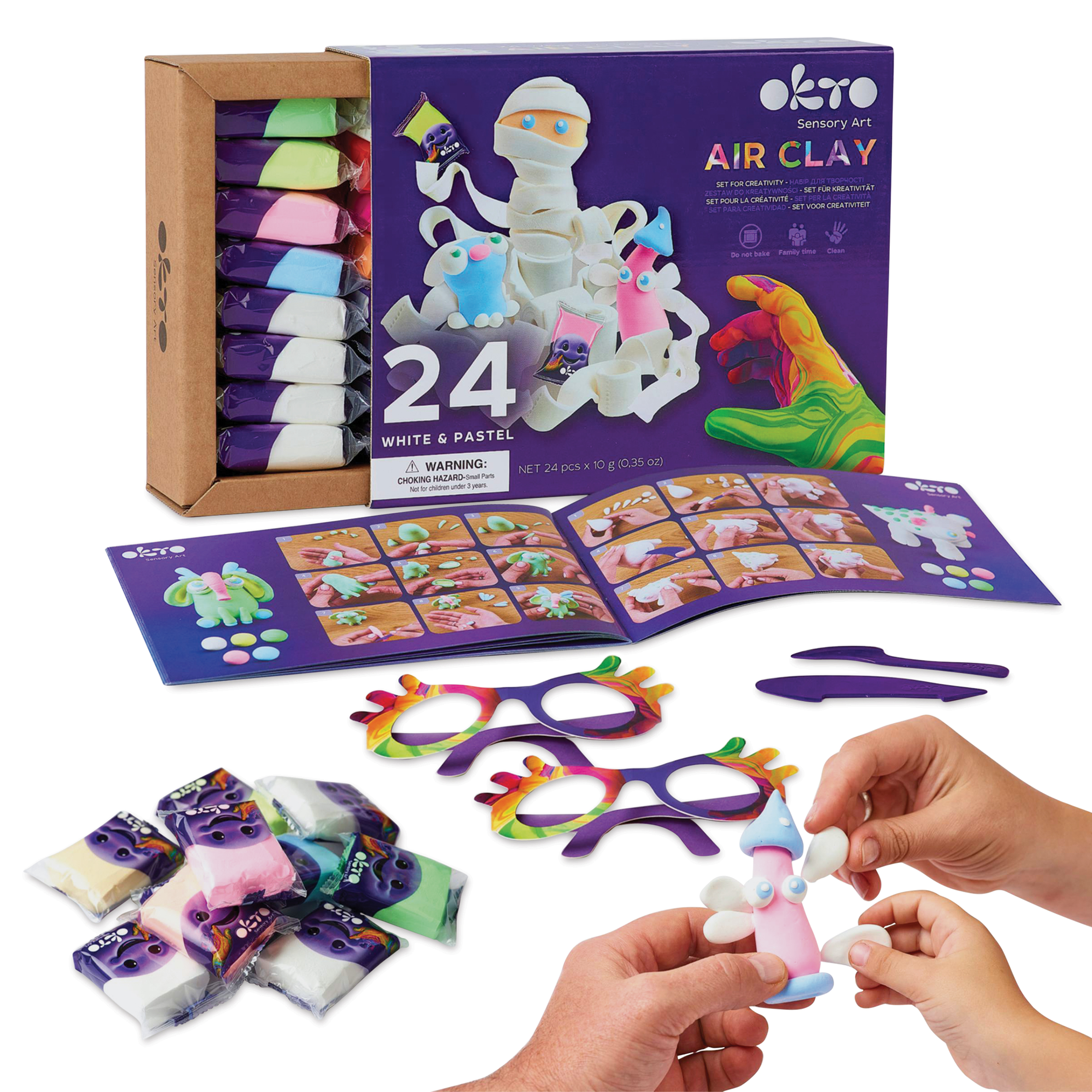 Okto Sensory Art Air Clay Creativity Kit - Pastels, Set of 24