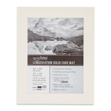 Open in modal - Crescent Select Conservation Solids Pre-Cut Mat - Antique White, 4 ply, 16" x 20"