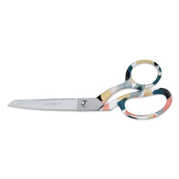 Gingher Rynn Designer Series Dressmaker Shears - Shown horizontally closed with decorated handle