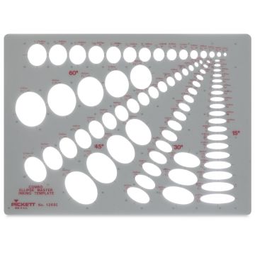 Chartpak Pickett Ellipses Templates - front view of Combo Ellipse Master Template