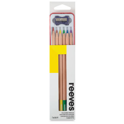 Reeves Colored Pencil Sets - Front of package showing pencils and sharpener