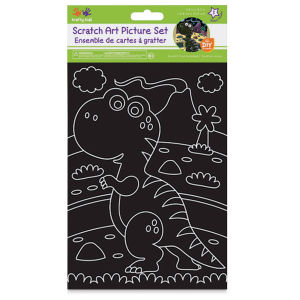 Krafty Kids DIY Scratch Art Picture Set - Dino Pals, 3 Sheets (In packaging)