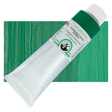Open in modal - Old Holland Classic Oil Color - Permanent Green Deep, 225 ml tube and swatch