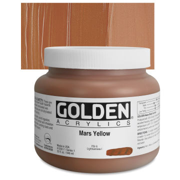 Golden Heavy Body Artist Acrylics - Mars Yellow, 32 oz Jar