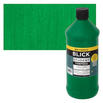 Open in modal - Blick Student Tempera Paint - Green, 32 oz bottle and swatch