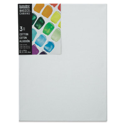 Liquitex Basics Stretched Cotton Canvas Pack - 12" x 16", Pkg of 3 (Front of package)