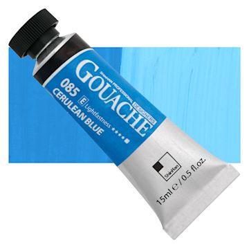 Open in modal - ShinHan Professional Designers Gouache - Cerulean Blue, 15 ml tube and swatch
