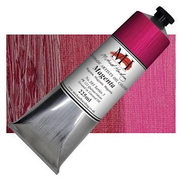 Open in modal - Michael Harding Artists Oil Paint - Magenta, 225 ml tube and swatch