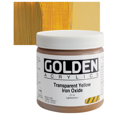 Golden Heavy Body Artist Acrylics - Transparent Yellow Iron Oxide, 16 oz Jar