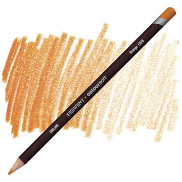 Open in modal - Derwent Coloursoft Pencil - Orange pencil and swatch