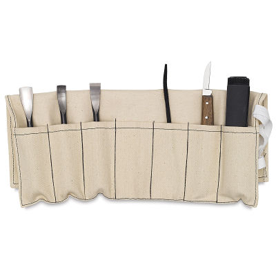 Sculpture House Soapstone Carving Set - 6 pc set shown in open canvas roll