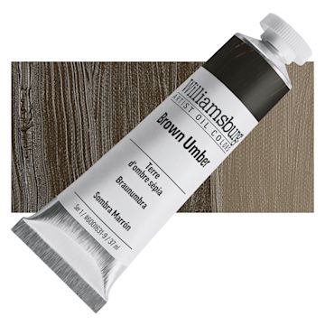 Open in modal - Williamsburg Handmade Oil Paint - Brown Umber, 37 ml tube and swatch