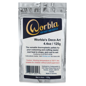 Worbla Deco Art Moldable Plastic Pellets - Front of package showing label