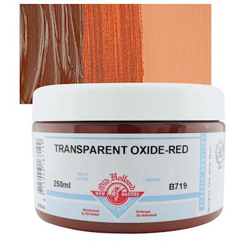 Open in modal - Old Holland New Masters Classic Acrylic Paint - Transparent Red Oxide, 250 ml jar and swatch