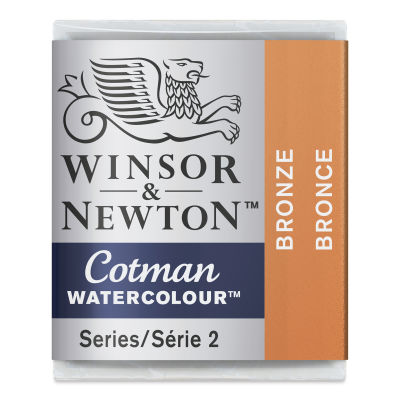 Winsor & Newton Cotman Watercolor - Bronze, Half Pan with Swatch