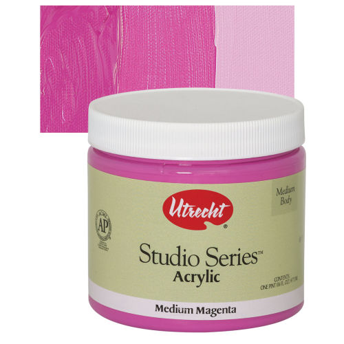 Utrecht Artists' Acrylic Paint - Medium Magenta, 2 oz Tube, Pink