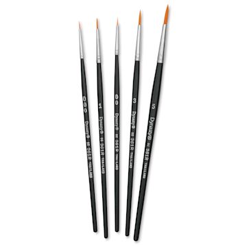 Open in modal - Dynasty Finest Golden Synthetic Brushes - Set 2, Round, Set of 5, brushes fanned out