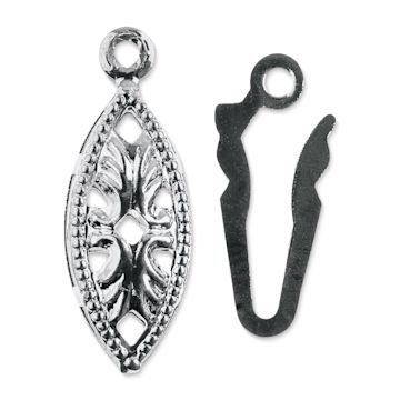 Open in modal - John Bead Must Have Findings Fish Hook Clasps - Pkg of 9, Silver, 6 mm x 20 mm (Close-up of fish hook clasp set)