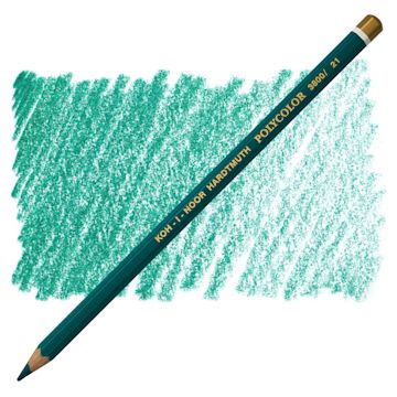 Open in modal - Koh-I-Noor Polycolor Dry Color Drawing Pencil - Blue Green 21, swatch and pencil