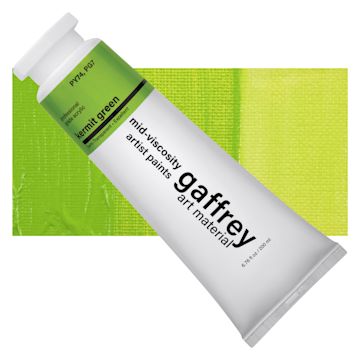 Open in modal - Gaffrey Art Material Standard Body Acrylic Paint - Kermit Green, 200 ml tube and swatch