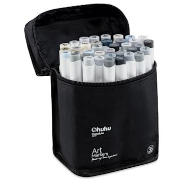 Open in modal - Ohuhu Honolulu Dual Tip Marker Sets - Set of 36, Grayscale Colors, in packaging