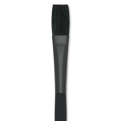Grumbacher Black Diamond Black Hog Bristle Brush - Flat, Long Handle, Size 10