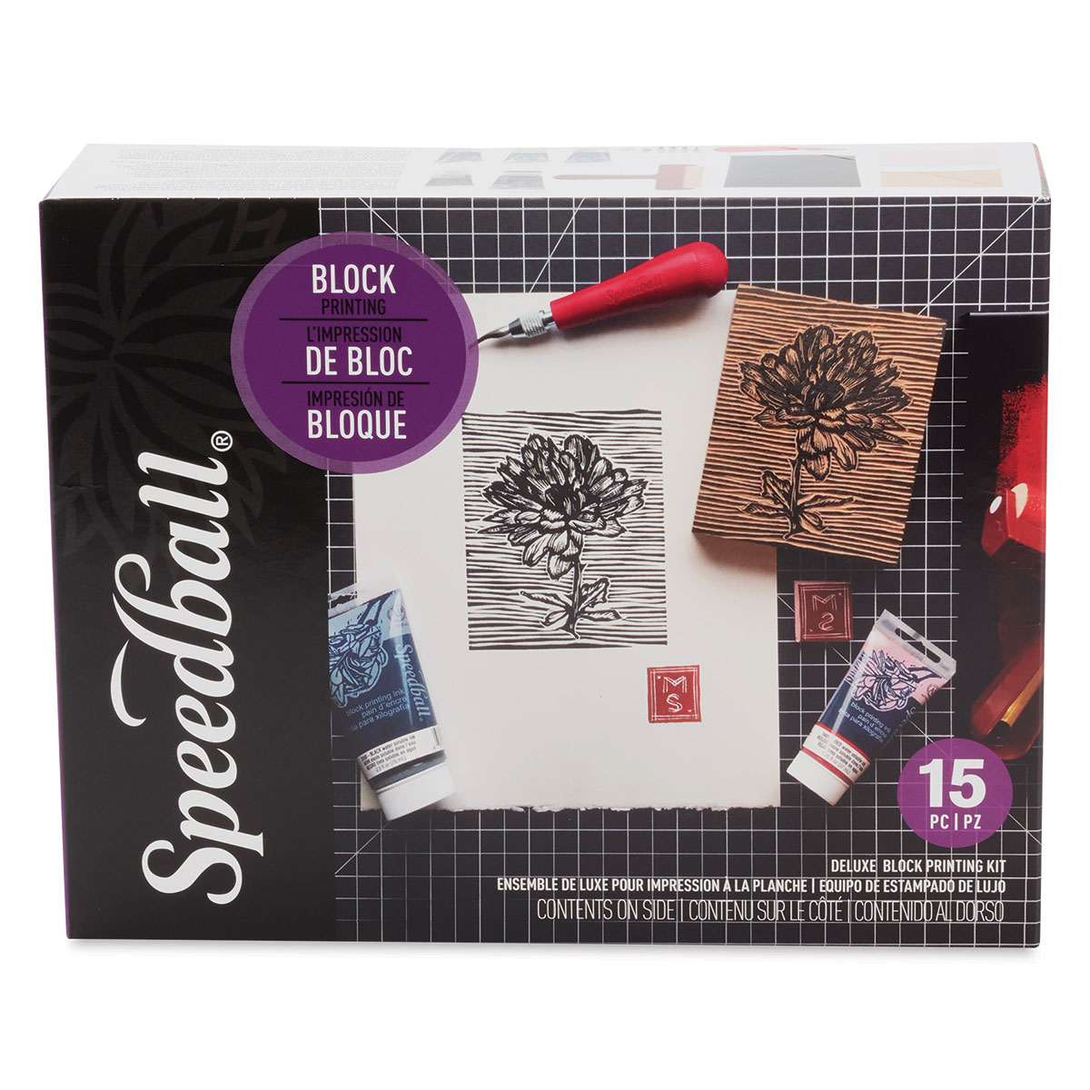 Speedball Deluxe Fabric Block Printing Kit - 4x37ml tubes of ink, 2 carving  blocks & accessories - Schleiper - Complete online catalogue