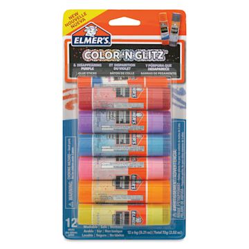 Open in modal - Elmer's Color n Glitz Glitter Glue Sticks - 6 g, Pkg of 12 - front of packaging