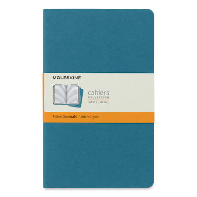 Moleskine Cahier Journals - 8-1/4" x 5", Ruled, Brisk Blue, Pkg of 3