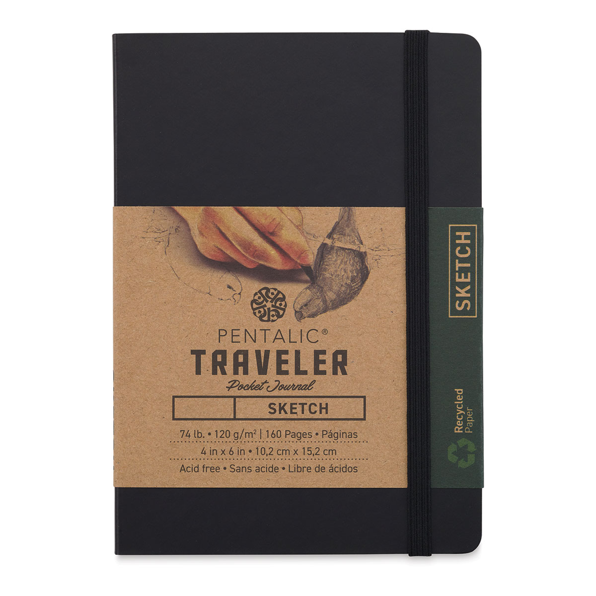 Pentalic - 8x 10 Traveler Pocket Sketching Journal - Black 