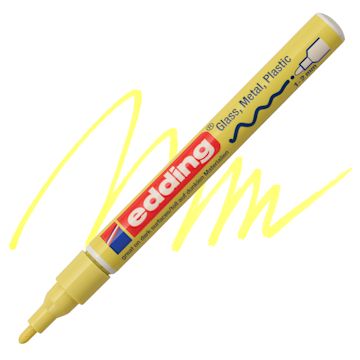 Open in modal - Edding Gloss Paint Marker - Pastel Yellow, Round Nib, 1-2 mm, swatch and marker