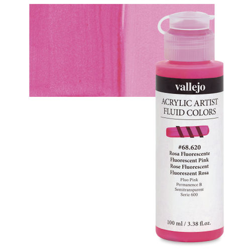 Vallejo Fluid Acrylic - Fluorescent Pink, 100 ml