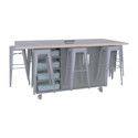 CEF Ed8 Work Table with Stools - Silver, Northsea Grey, 42"H