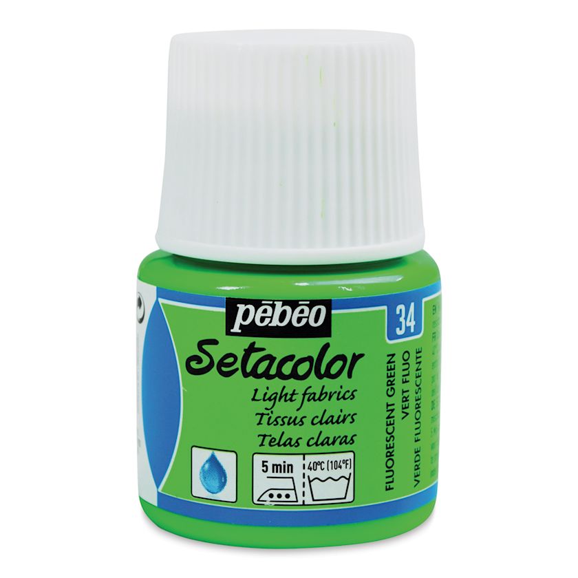 Pebeo Setacolor Fabric Paint Fluorescent Green, Opaque, 45 ml bottle