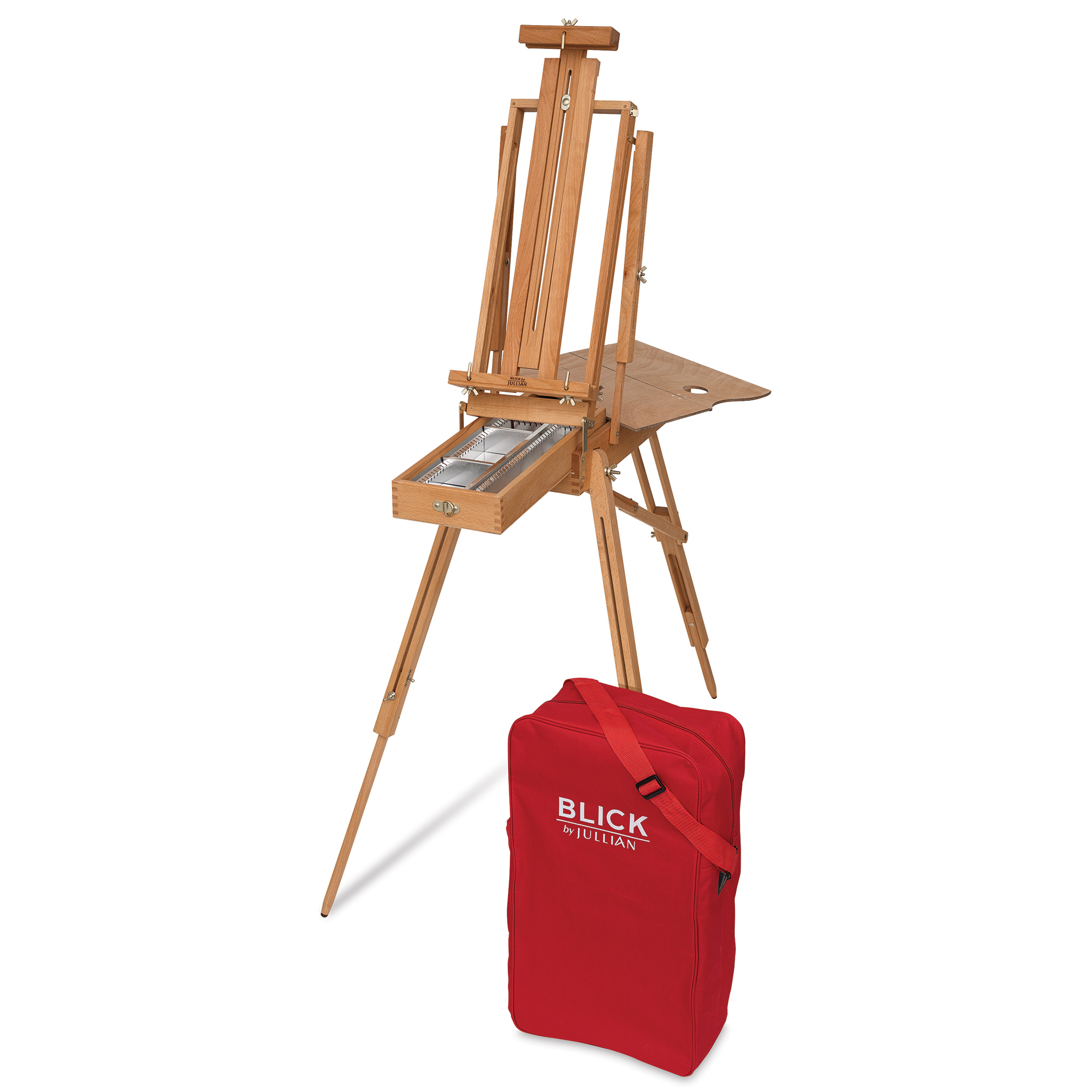 Jullian Escort French Art Easel Stand – Half Box Easels for Painting Canvas  – Professional Painting Easel w/ Shoulder Strap