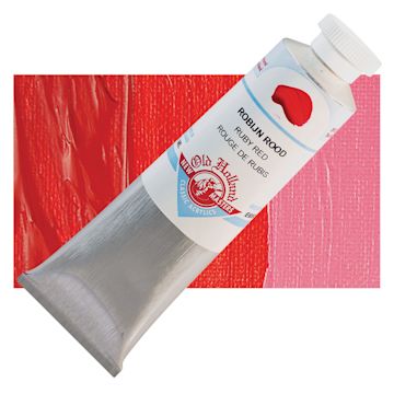 Open in modal - Old Holland New Masters Classic Acrylic Paint - Ruby Red, 60 ml tube and swatch