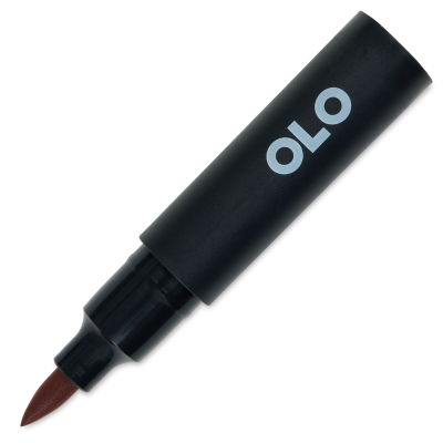 Olo Brush-Tip Half Marker - OR3.7 Mocha with cap off