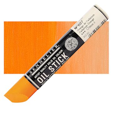 Open in modal - Sennelier Artists' Oil Stick - Cadmium Orange 38 ml stick and swatch